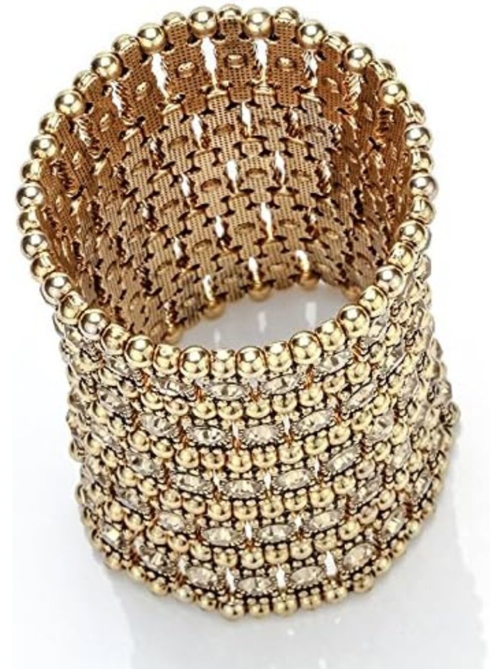 Women's Multilayer Wide Stretch Cuff Bracelets Fit Various Wrist Sizes - Soft El - Picture 2 of 4